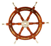 24" Wooden Brass pirate Ship Wheel Large Wooden Nautical Maritime Wall Decorative Ship Wheel Collectible Item